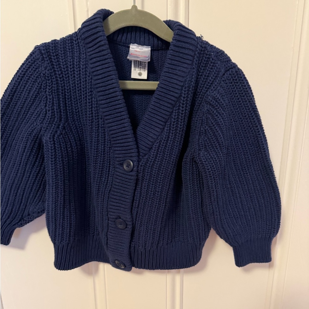 Hanna Andersson navy blue cardigan in combed cotton